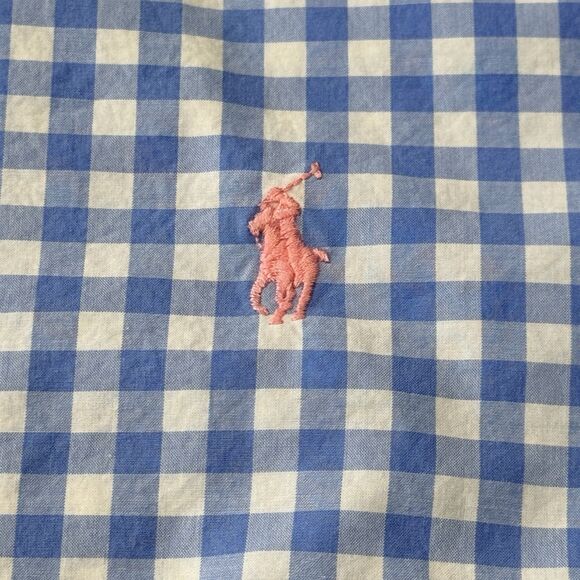 Ralph Lauren Mens Classic Fit Blue Gingham Long Sleeve Shirt XXL 100% Stretch - Picture 3 of 11